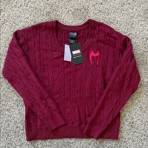 Her Universe x Marvel Women's Cable Knit Burgundy Sweater